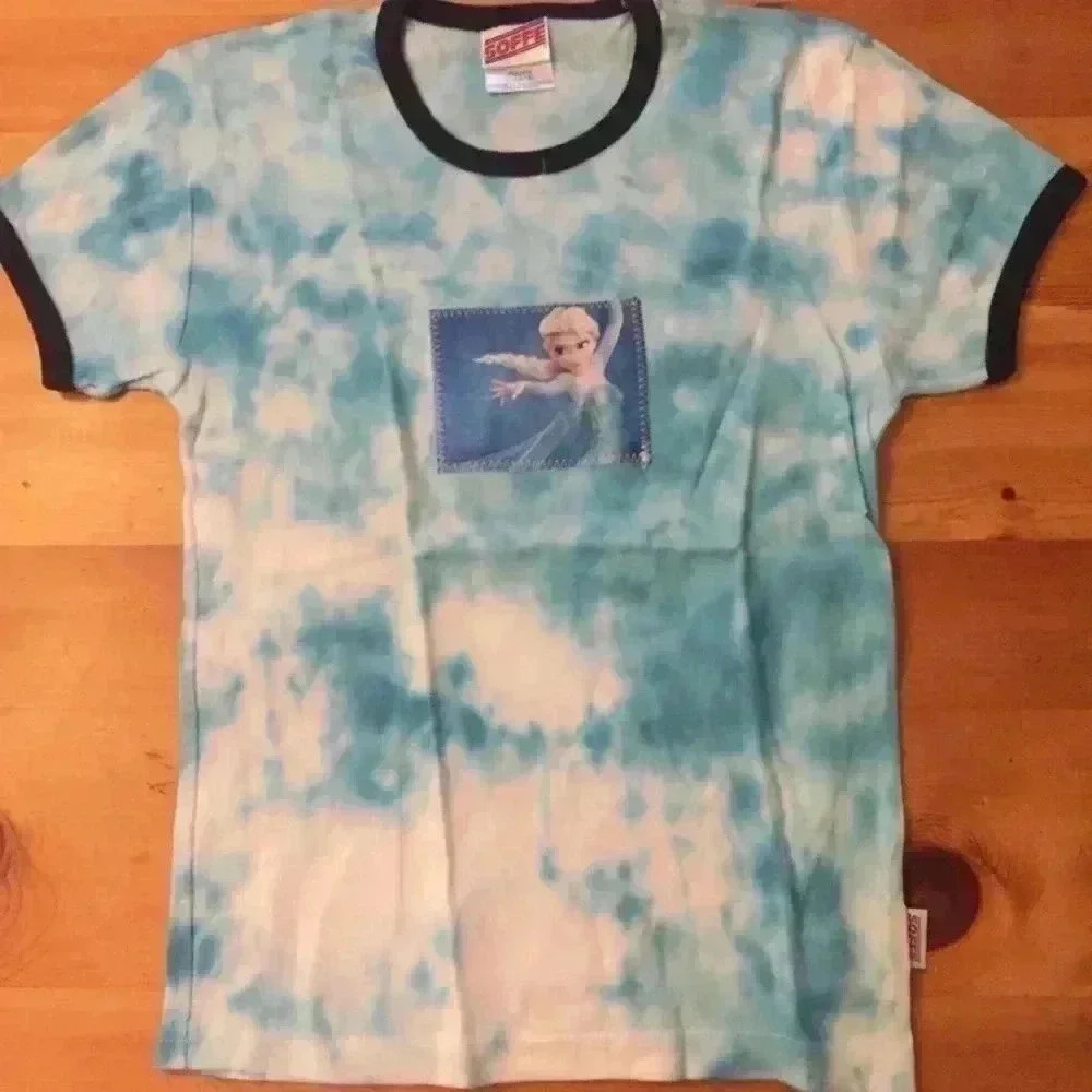 New! Disney Frozen Soffe hand tie dyed Tie Dye T-shirt girls L